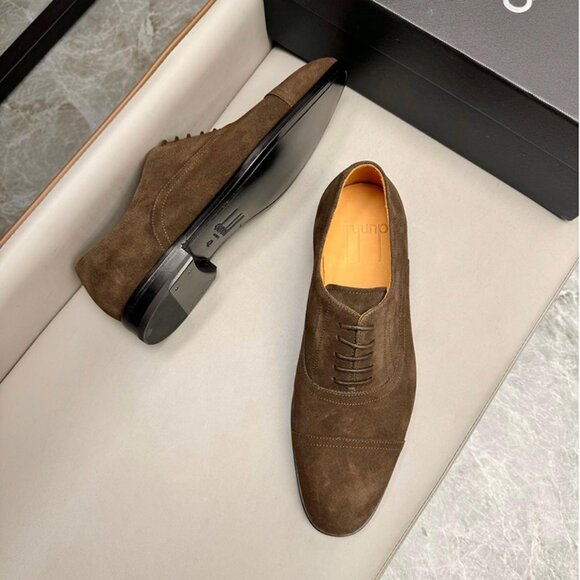 Dunhill Mens Suede Pointed Business Leather Shoes Brown main image 4